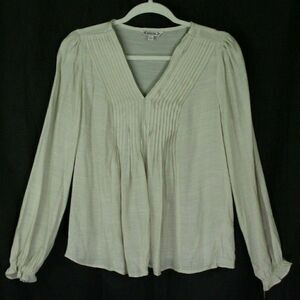 Nanette Lepore Blouse Top Ivory Cream Tuxedo Pleats Womens Small NEW